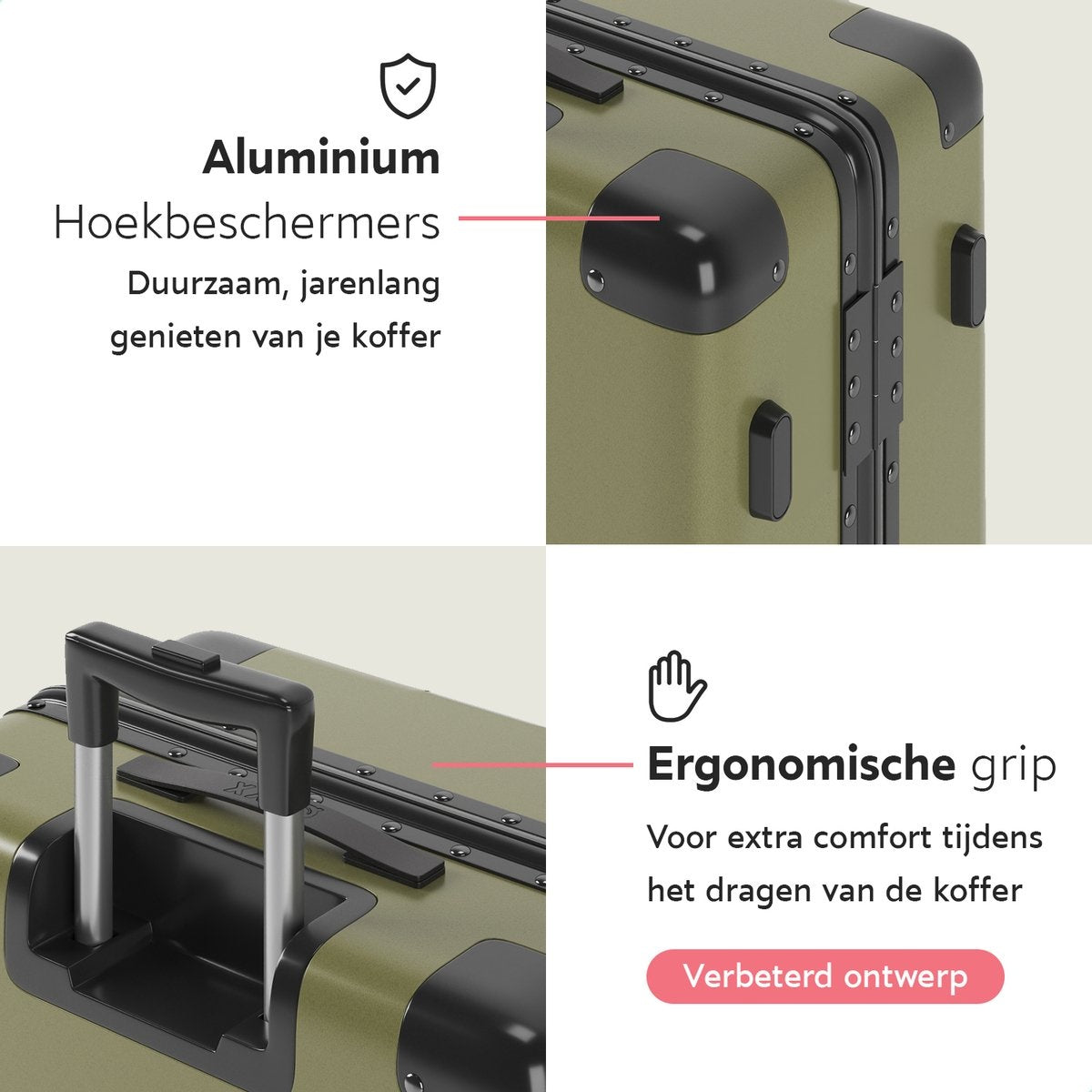ONYX Check-in Koffer 65L - TSA slot - Olive groen - 58x42x27cm