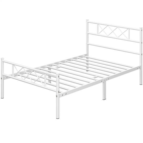 Yaheetech Metalen Bedframe - Met Hoofdbord en Voetbord - 800 lb Draagvermogen - 32 cm Onderbedopslag - Zonder Boxspring