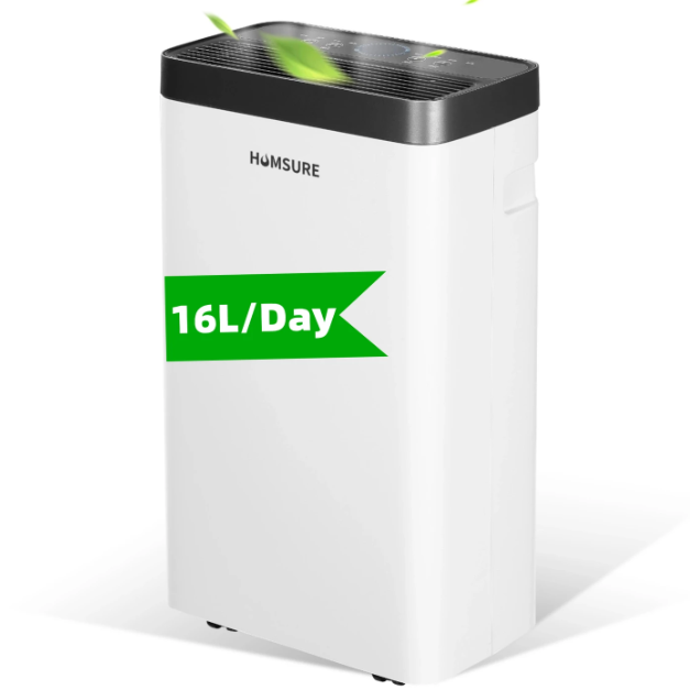Humsure Luchtontvochtiger 16L/dag - 25m² - Timer - Wielen - Wit