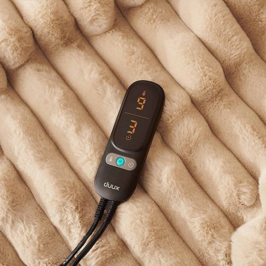 Duux Yentl Gestreept Elektrisch Warmtedeken 200x200 cm – 9 standen – Beige