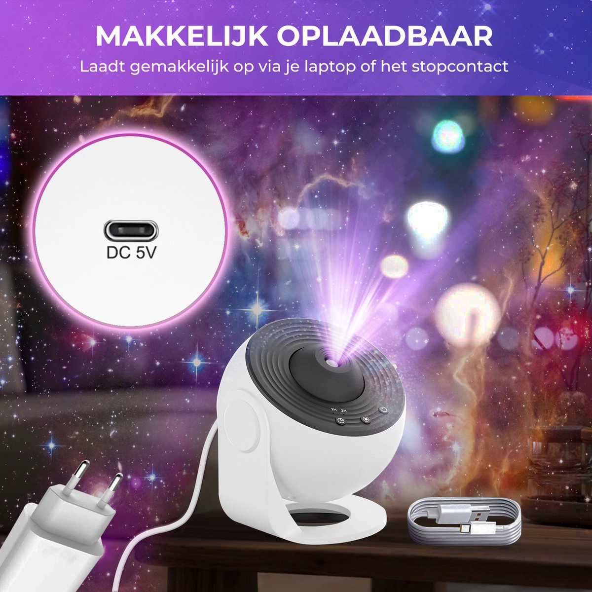 MostEssential Premium 12-in-1 Projectorlamp - 360° - 3000 lm - Zwart + Wit