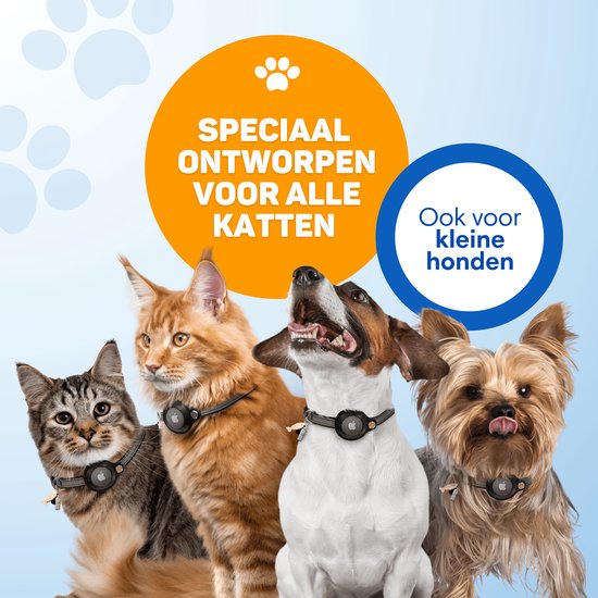 Vulpes Goods® Huisdieren - Kattenhalsband geschikt voor Apple AirTag - Apple Airtag Kattenband Pro - Veilig, lichtgewicht, reflecterend & comfortabel - Anti-kras en Waterbestendig - Incl. 3 Accessoires - 23.5-30.5 CM - S