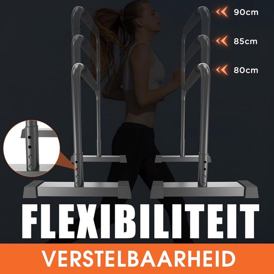DH FitLife Dip Bars | Dip Stang & Verstelbaar Dip-Station 80-90 cm | Parallettes voor Calisthenics en Krachttraining | Stabiel en Veilig | Indoor en Outdoor Fitnessapparatuur