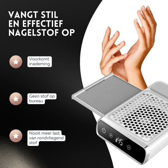 Beeperfect® Nail Dust Collector - Stofafzuiger Manicure - Nagelstofafzuiger - Herbruikbaar Filter - Stil in Gebruik - Draadloos en Oplaadbaar