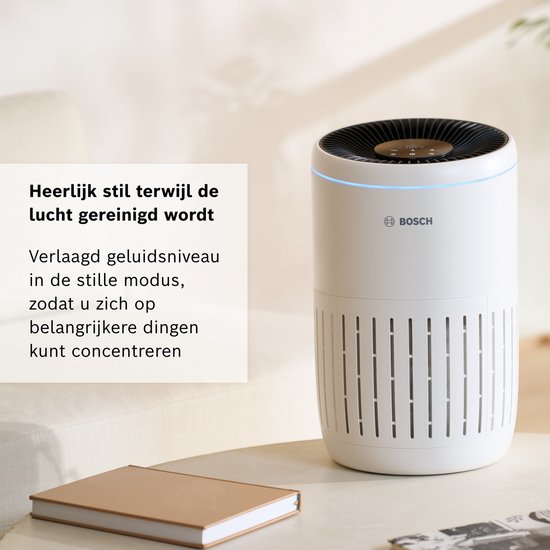 Bosch Air 2000 Luchtreiniger tot 37,5 m² - Verwijdert efficiënt het Vuil met HEPA Filter, Smart Sensor, Stille Modus - voor Allergische Mensen