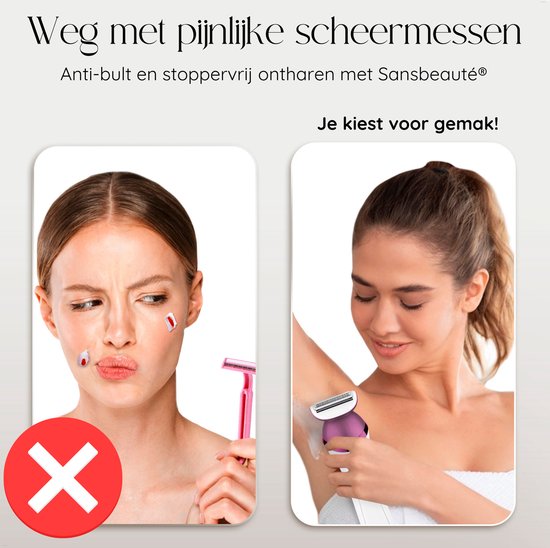 Sansbeauté® 6-in-1 Ladyshave - Gezicht - Oksels - Benen - Bikinilijn - Scheerapparaat Vrouw - Epilator - Epileerapparaat Dames - Trimmer Vrouw - Bikinitrimmer - USB Oplaadbaar