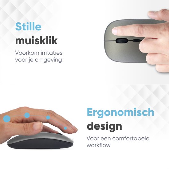 Trendfield Draadloze Muis - Oplaadbare Computermuis - Bluetooth - Ergonomische Muis met Stille Klik - Geschikt voor alle Laptops - Space Grey