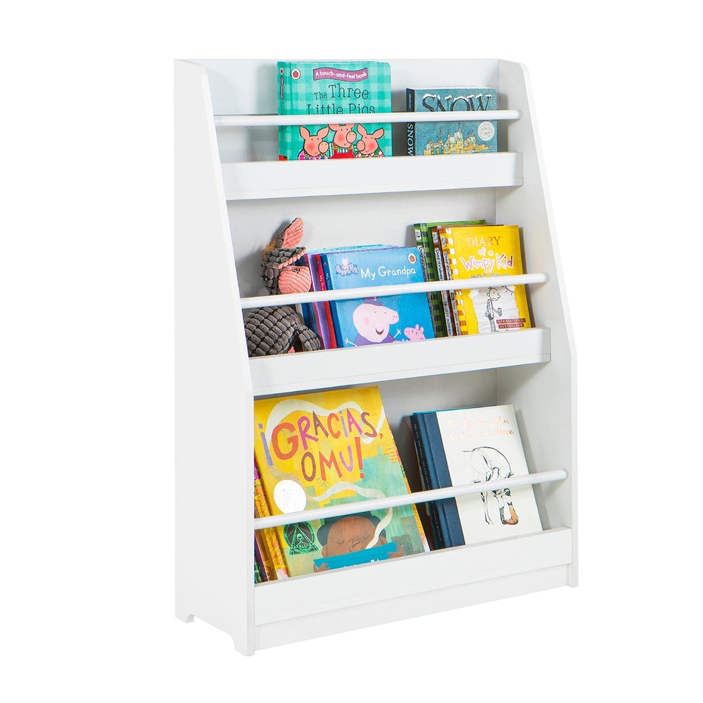 SoBuy Kinderboekenkast - 4 Planken - Max. 15 kg per plank - 58 x 18 x 81 cm - Wit