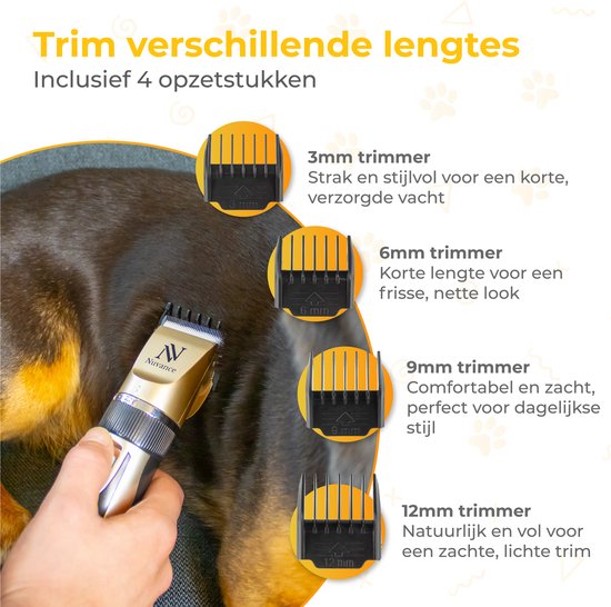 Nuvance - Hondentondeuse - Set - Stil - Draadloos - voor Hond & Kat - Professionele Hondentrimmer