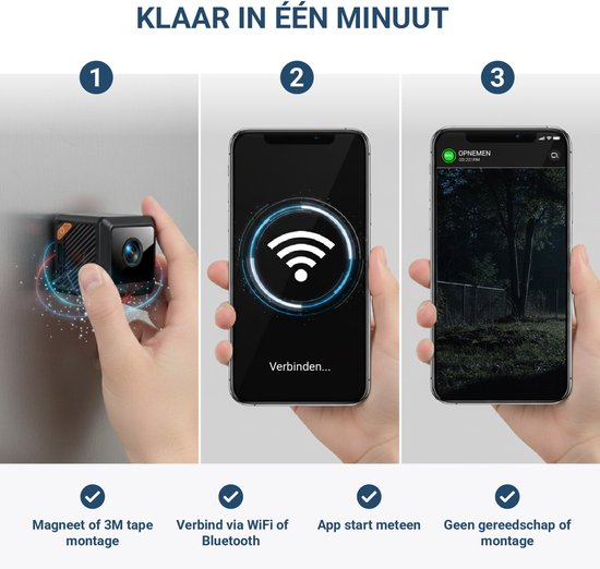 UPLY Spy Camera - Verborgen Camera - 64GB SD Kaart - Mini Camera Verborgen - Spycam - WiFi 1080P - Nachtzicht Bewegingsdetectie - Met App - Draadloos - Kleine Spionage Camera