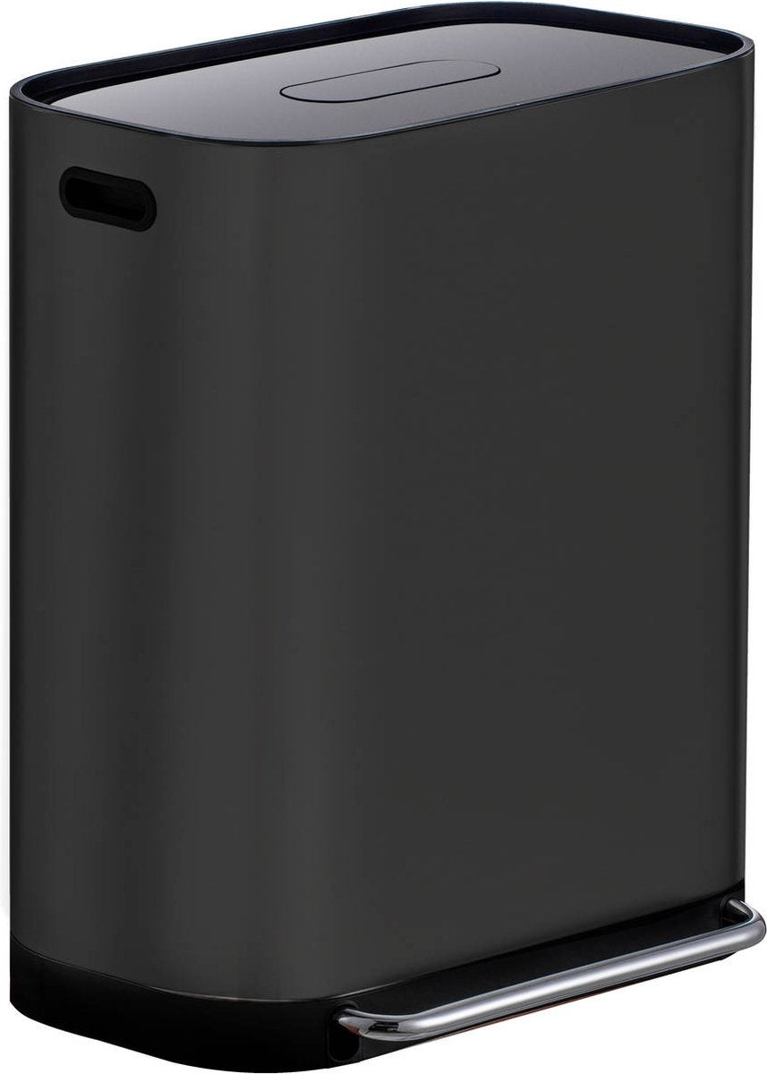 Homra Prullenbak – 2 Vakken & Geurfilter – 60L (2x30L) – 58 x 37 x 68,5 cm – Mat Zwart