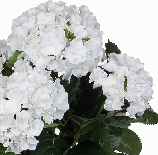 Mica Decorations Kunstplant Hortensia - wit - 45 cm - in pot - Kunstplanten/nepplanten