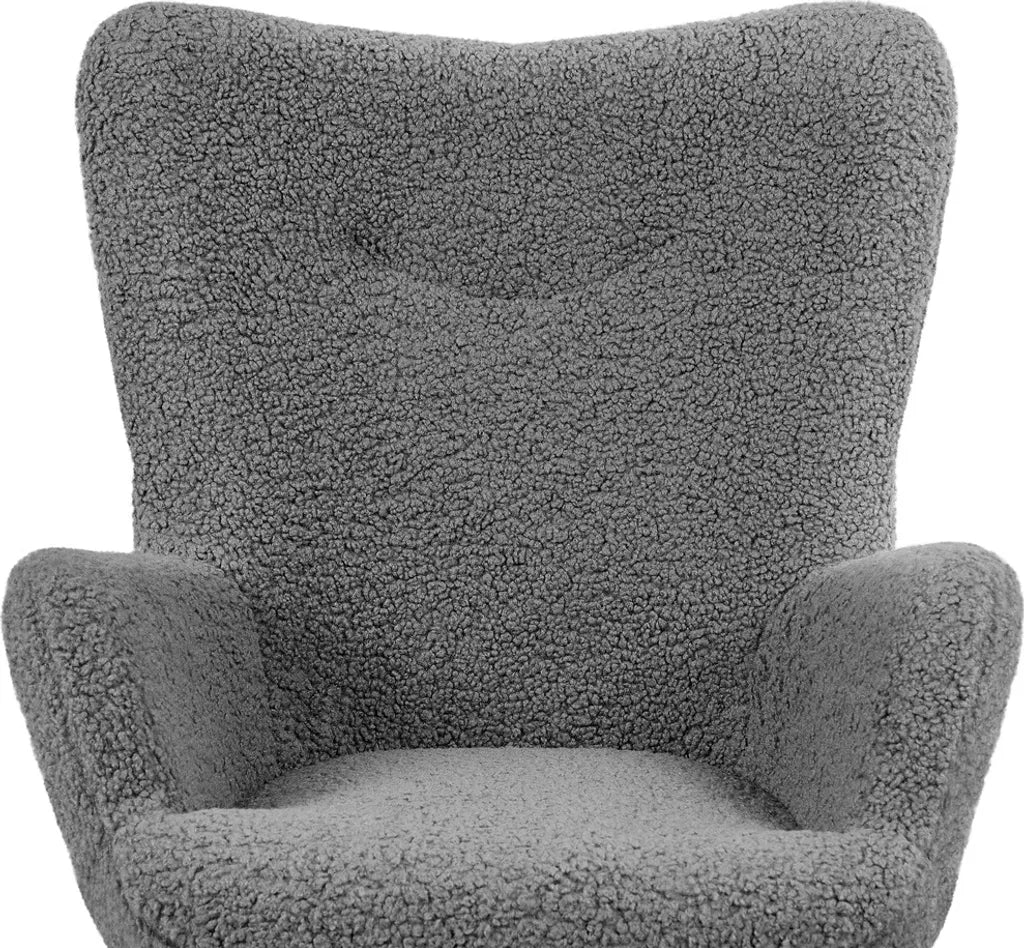 Yaheetech Wingback Stoel - Voetenbank - 70 x 67,5 x 97,5 cm – Grijs
