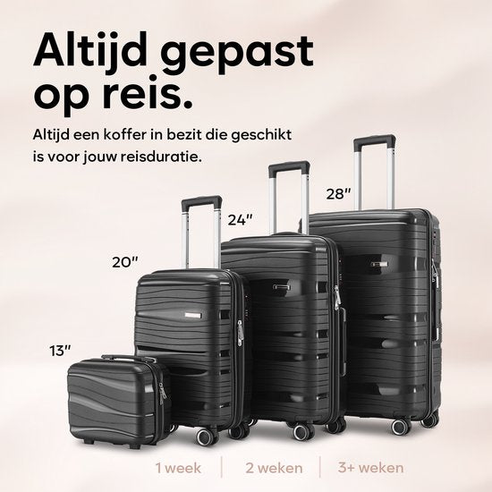 Skycases Travelin' Charm medium reiskoffer 24 inch – 41x24x69 cm – 68 liter – zwart