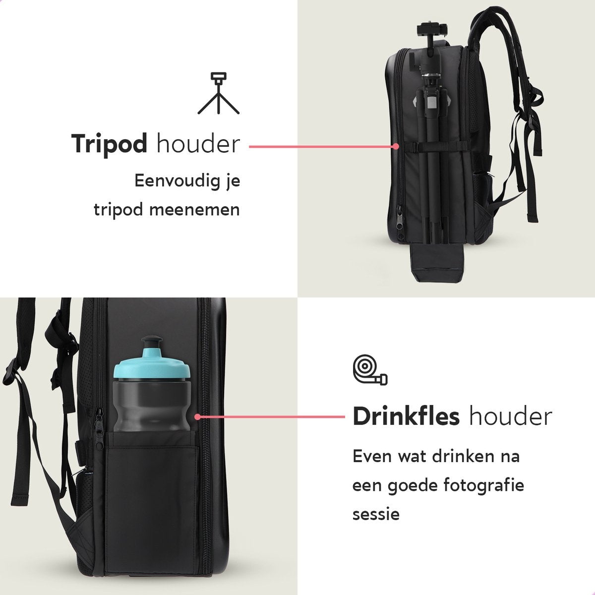 ONYX Cameratas met laptopvak - Spiegelreflexcamera rugzak - Spatwaterbestendig - Drones - Hardcase reistas
