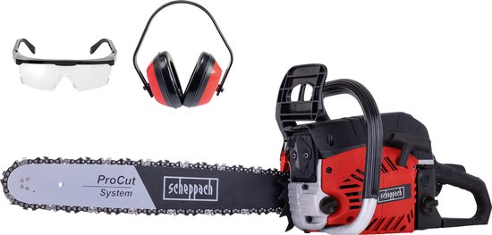 Scheppach Kettingzaag Benzine CSP560s - 56cc 2-takt - 2300 W - 0,55L tankvolume - 51cm zaagblad - Incl. veiligheidsbril & gehoorbescherming