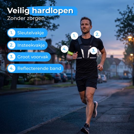Nuvance Reflecterend Hardloopvest - Waterdicht Running Vest - Hardloop Telefoonhouder - Loopvest met Reflectieband - Lopen