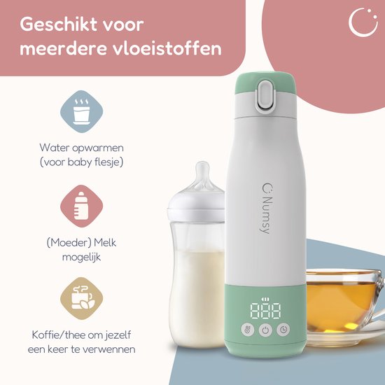 Numsy Thermosfles Flessenwarmer Onderweg - Draadloos - Alle Merken - 350 mL