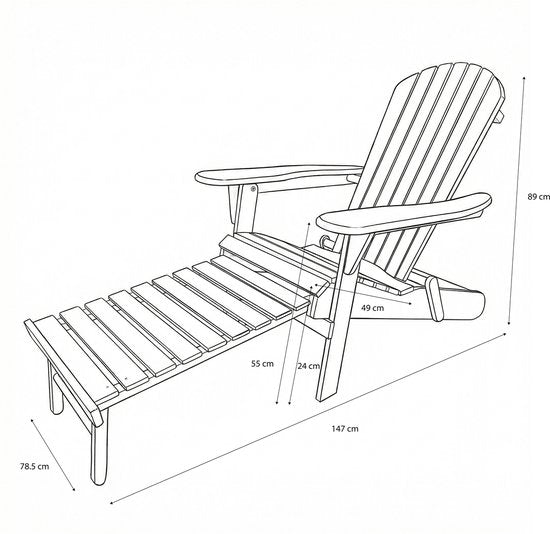 AXI Alexa Adirondack Stoel Coffee – Met Voetenbank - Houten loungestoel met armleuningen – Opklapbaar - Hoge rugleuning - Tuinstoel – 147 x 78,5 x 89 cm – FSC 100% Hemlockhout
