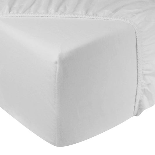 DoubleDry Hoeslaken Flanel 100% Zacht Katoen - Tweepersoons 180x200 cm - Rondom Elastiek - Wit
