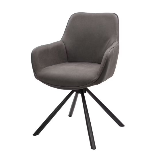 Dutchbone Oliver Draaibare Eetkamerstoel 57x60x86 cm – Microvezel Antraciet – Set van 2