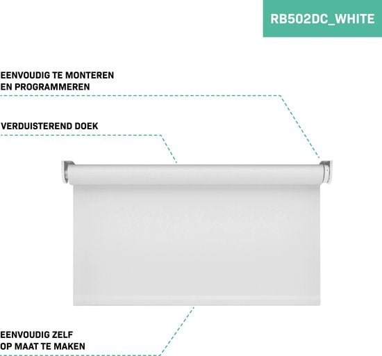 VONROC SMART BLINDS - Elektrisch rolgordijn - Uitbreiding - 70 x 190 - Wit – Zonder afstandsbediening en oplaadkabel
