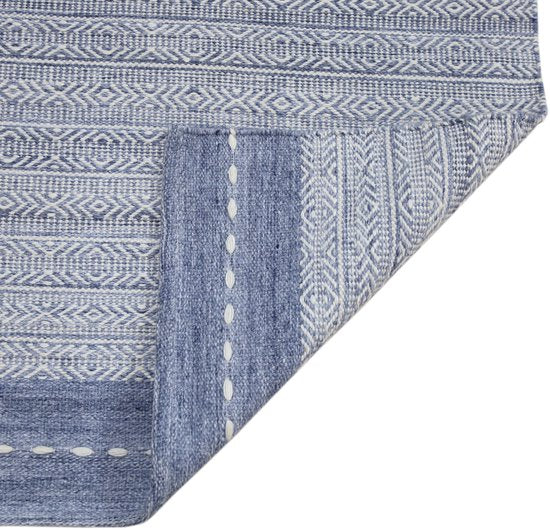 AXI Rhodos Buitenkleed – Rechthoekig – 200 x 290 cm – Blauw – Geometrisch patroon - Buitenkleed – Buitentapijt – Weer- en UV-bestendig – Plat geweven – Tuintapijt – Voor binnen en buiten - Handgeweven