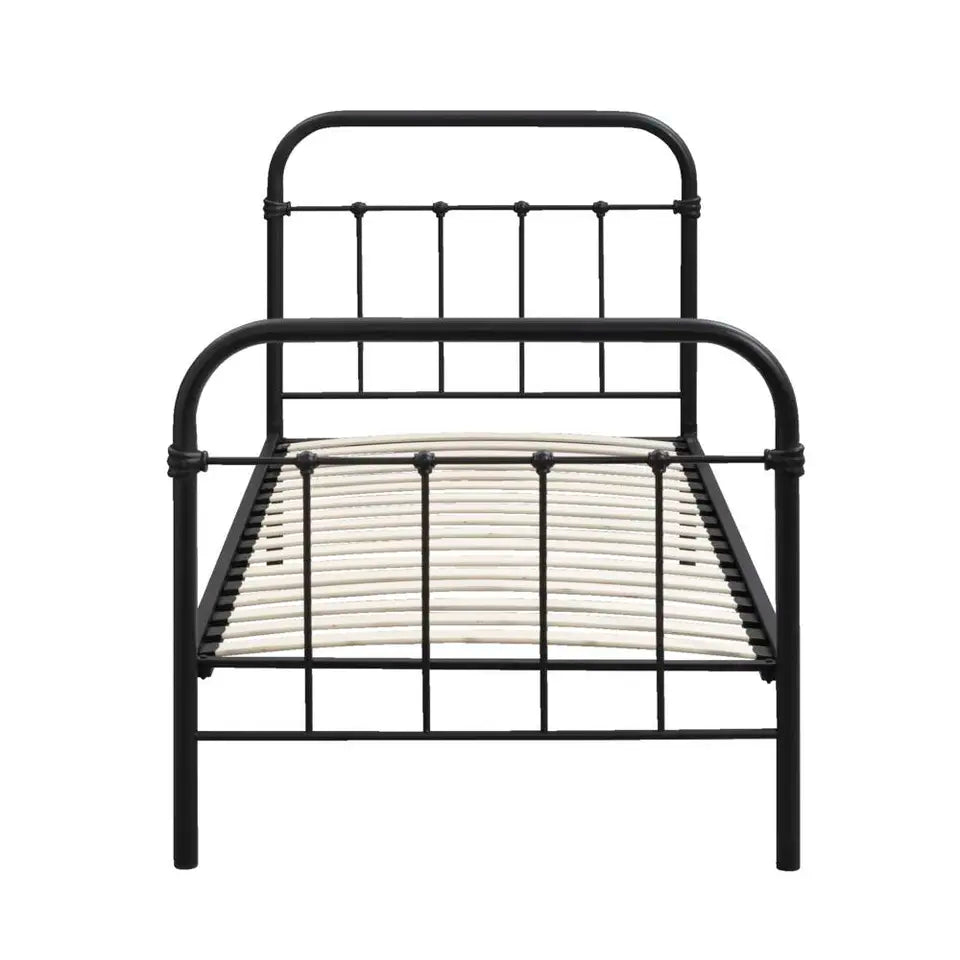 Leen Bakker Bed Anne 90 x 200 cm - Metaal - Inclusief Lattenbodem - Mat Antraciet