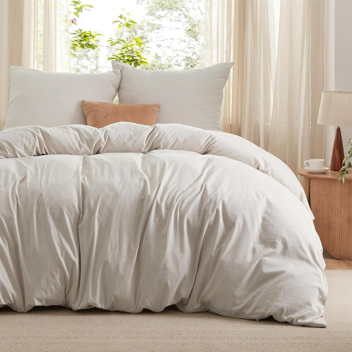 Beddengoed 200 x 200 cm - 3-delig - naturel - zacht - OEKO-TEX - 90% polyester