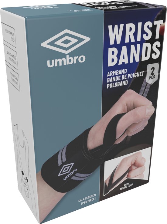 Umbro Polsbanden - 2 Stuks - Voor Fitness, Crossfit en Krachttraining - Wit/Zwart