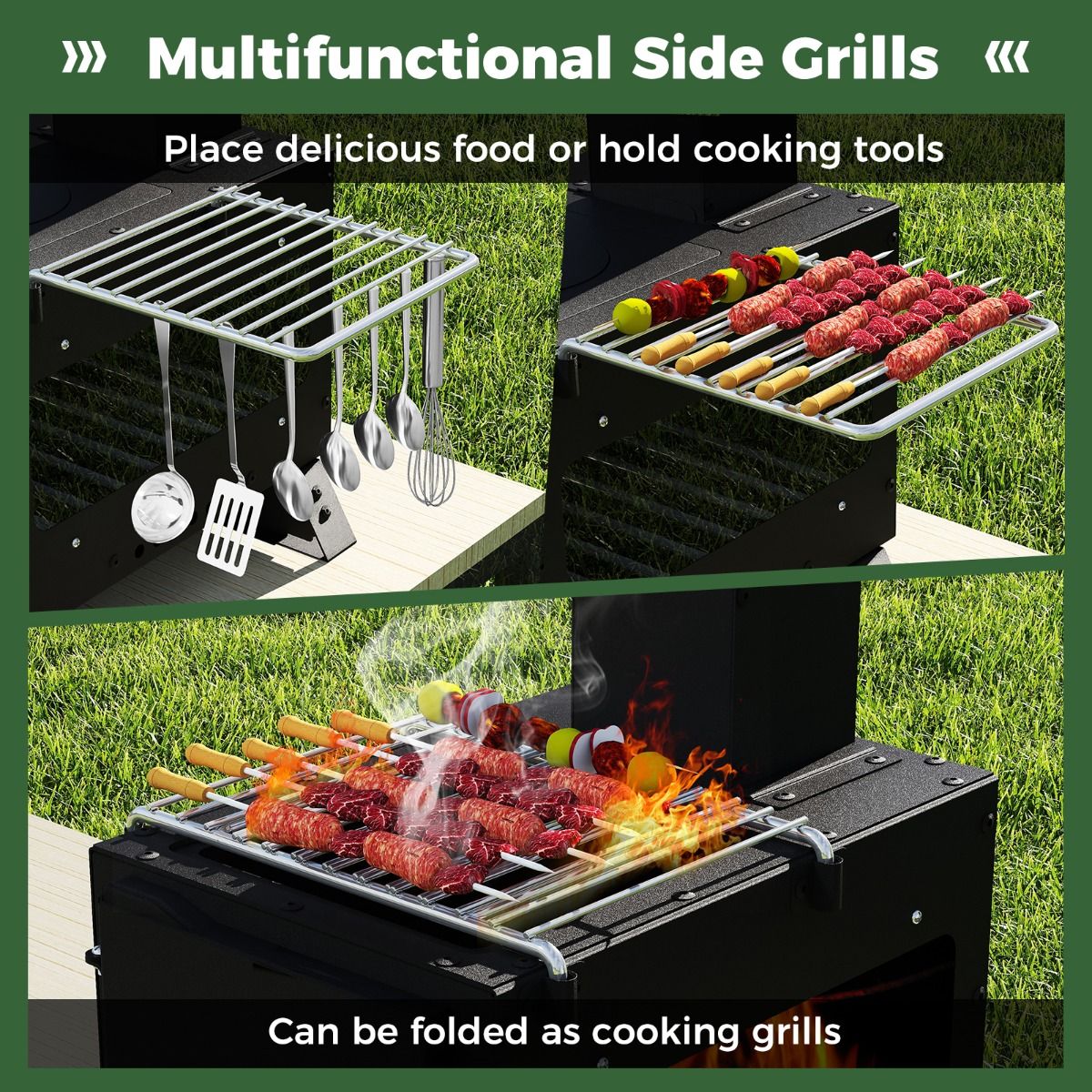 Coast Campingoven - houtgestookte buitenoven - met ovenpan en 2 grillroosters - zwart 54 x 36 x 44 cm