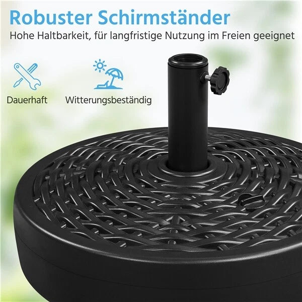 Yaheetech Parasolvoet Ø50 cm - Zwart - Vulbare Parasolstandaard met Water of Zand voor Parasols Ø38-48 mm