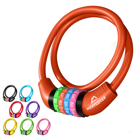 NEXTCOVER® Kinderfietsslot met 4-cijferige cijfercode I Kinderfietsslot - Ideaal voor scooters, fietsen & meer I Combinatieslot fiets met kleurrijke cijfers - Scooterslot Extra robuust & veilig