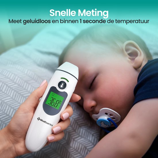 MostEssential 2-in-1 Digitale Koortsthermometer - Oorthermometer – Thermometer Voorhoofd & Lichaam - Koortsthermometer voor Volwassenen, Kinderen en Baby's - Contactloos - IR30
