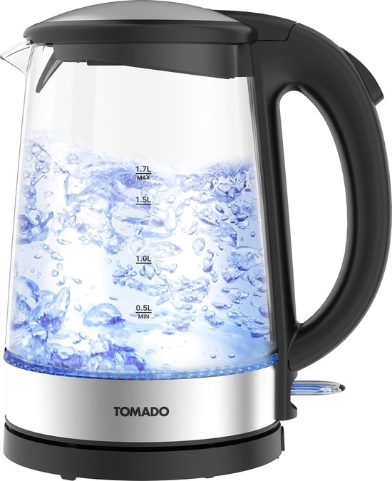 Tomado TWK1706G Waterkoker - 1.7L - RVS - BPA vrij - 2200W - 26x16x21 cm - Glas