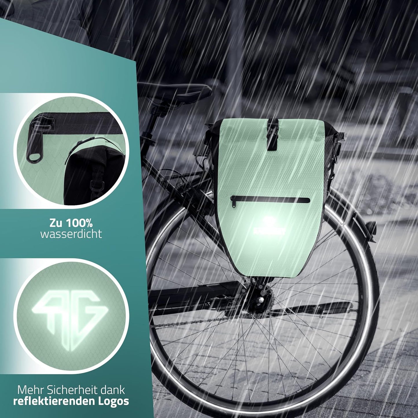 RADGEIST fietstas voor bagagedrager set - 2X tas voor fietsbagagedrager - bagagedraagtas waterdicht & schoudertas - fietstas met reflectoren