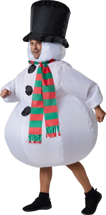 Dressforfun Opblaasbaar kostuum sneeuwman - verkleedkleding kostuum halloween verkleden feestkleding carnavalskleding carnaval feestkledij partykleding - 302359 - Onesize
