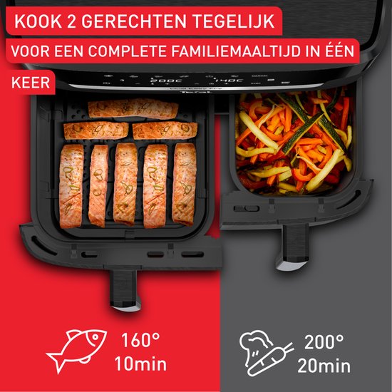 Tefal Easy Fry Dual XXL EY9428 - Dubbele Airfryer XXL - 11L - Lades 6.5L & 4.5L - 7 Programma's - Voor 8-10 Personen