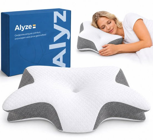 Alyze Anti snurk kussen - Voor iedere slaaphouding - 62 x 37cm - Hoofdkussen - Ergonomisch - Slaap - Vlinder - Kussen - Nekklachten - Memory foam - wit - Alyze