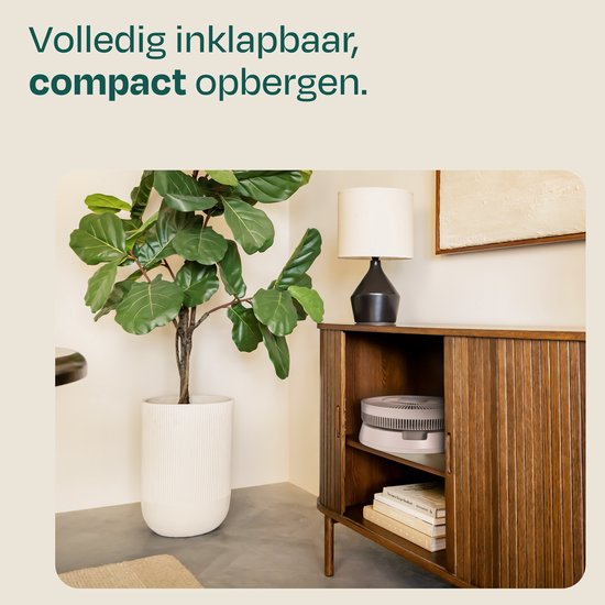 VONROC BREEZE Draadloze Ventilator – Fluisterstil (<44 dB) – 24 snelheden – lichtgewicht en draagbaar - 3 windmodi: Natuurlijk, Slaap, Normaal – Modulair: tafelventilator én vloerventilator – Luxe touch display – Incl. afstandsbediening – Beige