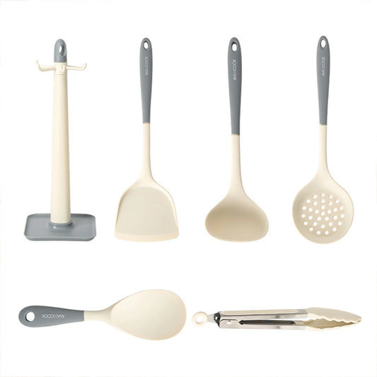 Maxcook Set van 6 Keukengerei - Siliconen - Wit en Grijs - MCCU1303
