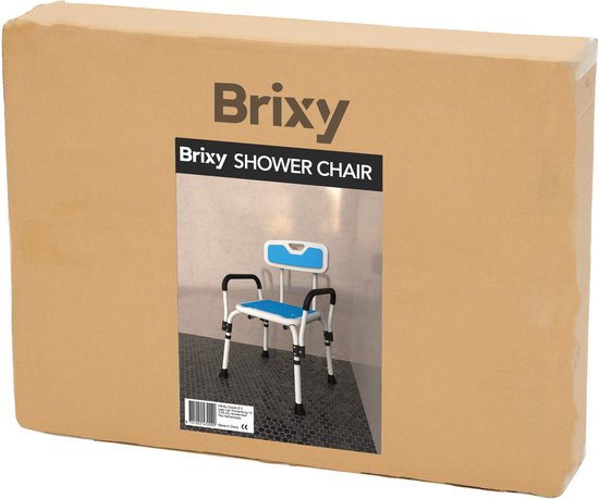 Brixy Douchestoel Met Afneembare Rugleuning En Armleuning - Anti Slip - Verstelbare Hoogte - Max. 150 kg - Douchekruk - Badkamerstoel