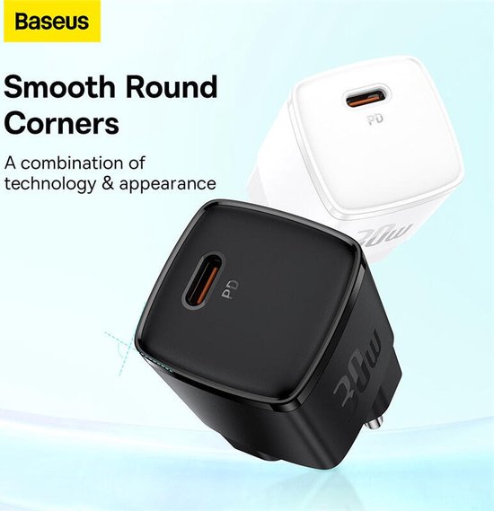 Baseus GaN5 30W Compacte Snellader USB-C PD Zwart