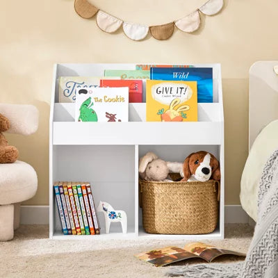 SoBuy Kinderboekenkast met Opbergvakken - 73 x 30 x 80 cm - Wit