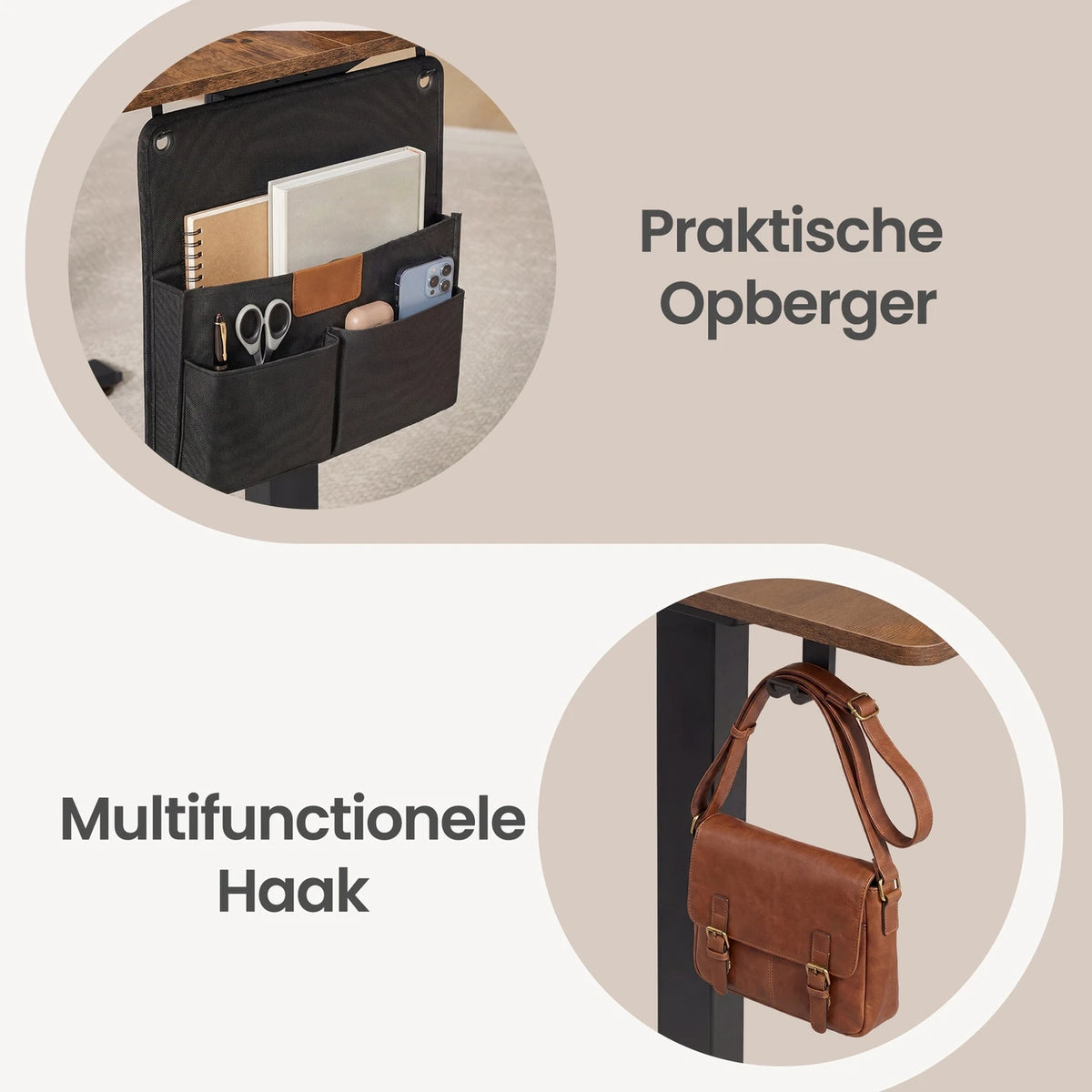 JOYFURNOS Elektrisch Verstelbaar Bureau 180 x 80 cm - 72-120 cm - Vintage Bruin & Zwart - Geheugenfunctie - 70 kg