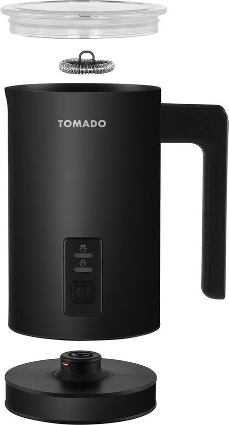 Tomado TMF1201B - Elektrische Melkopschuimer - Warm en koud opschuimen - Verwarmen - Cappuccino maken – Matzwart