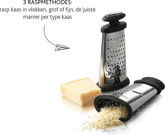 Boska Trio Formaggio - Tafelrasp met 3 raspmethodes - Multifunctioneel - Zilver/Zwart