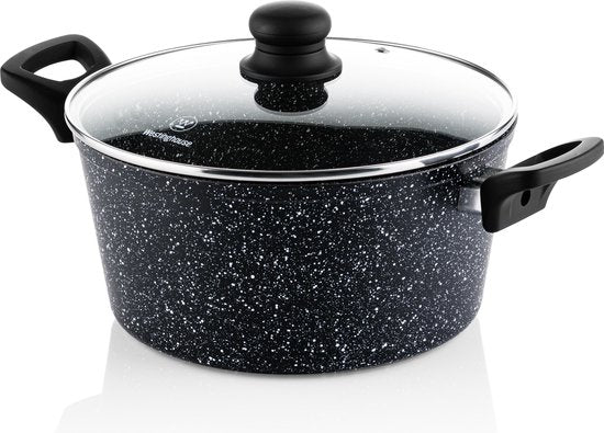 Westinghouse Braadpan – Ø 24 cm – Inductie – PFOA-vrij – Inclusief Deksel – Black Marble