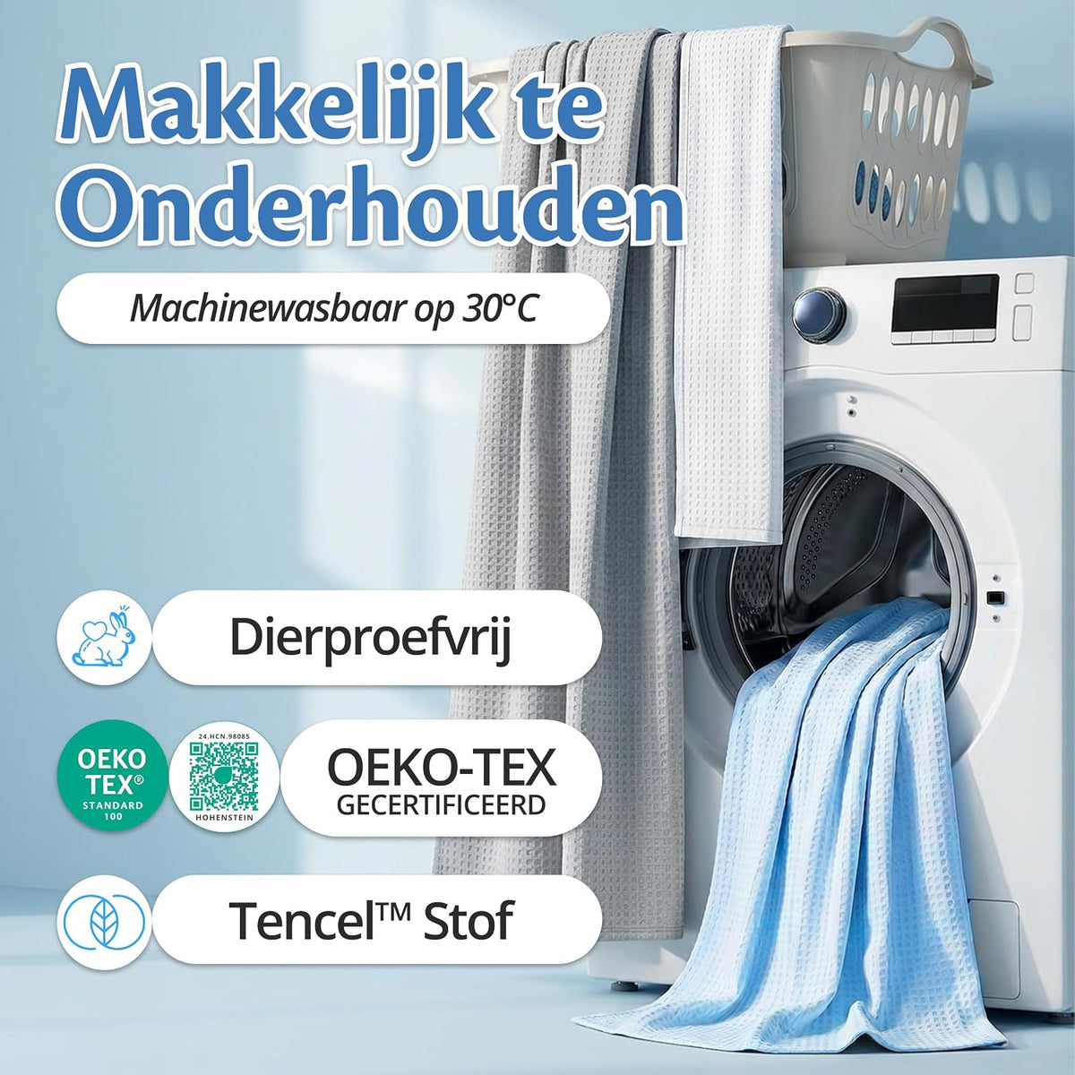 ELLA Koeldeken Tencel – 135x200 cm – Ademende Zomerdeken – OEKO-TEX – Hemelsblauw