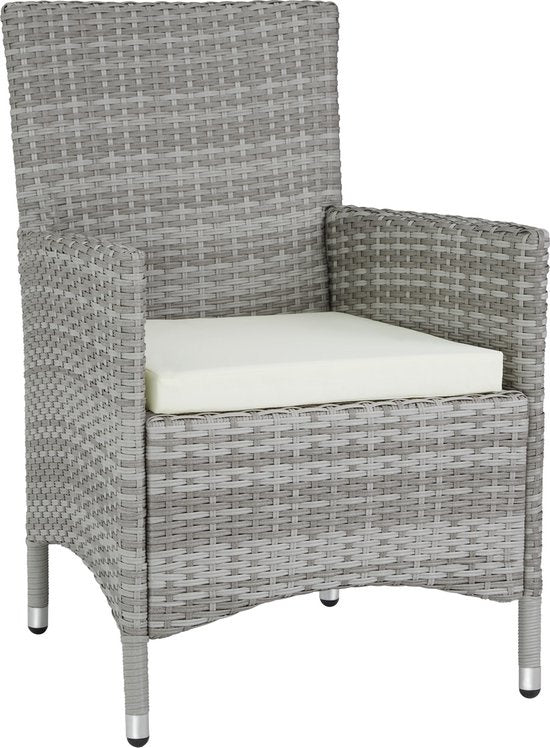 tectake® - aluminium wicker tuinmeubelset 8 stoelen met tafel met glazen blad, inclusief 2 hoezensets en beschermhoes, weerbestendig balkonmeubilair - grijs - poly-rattan